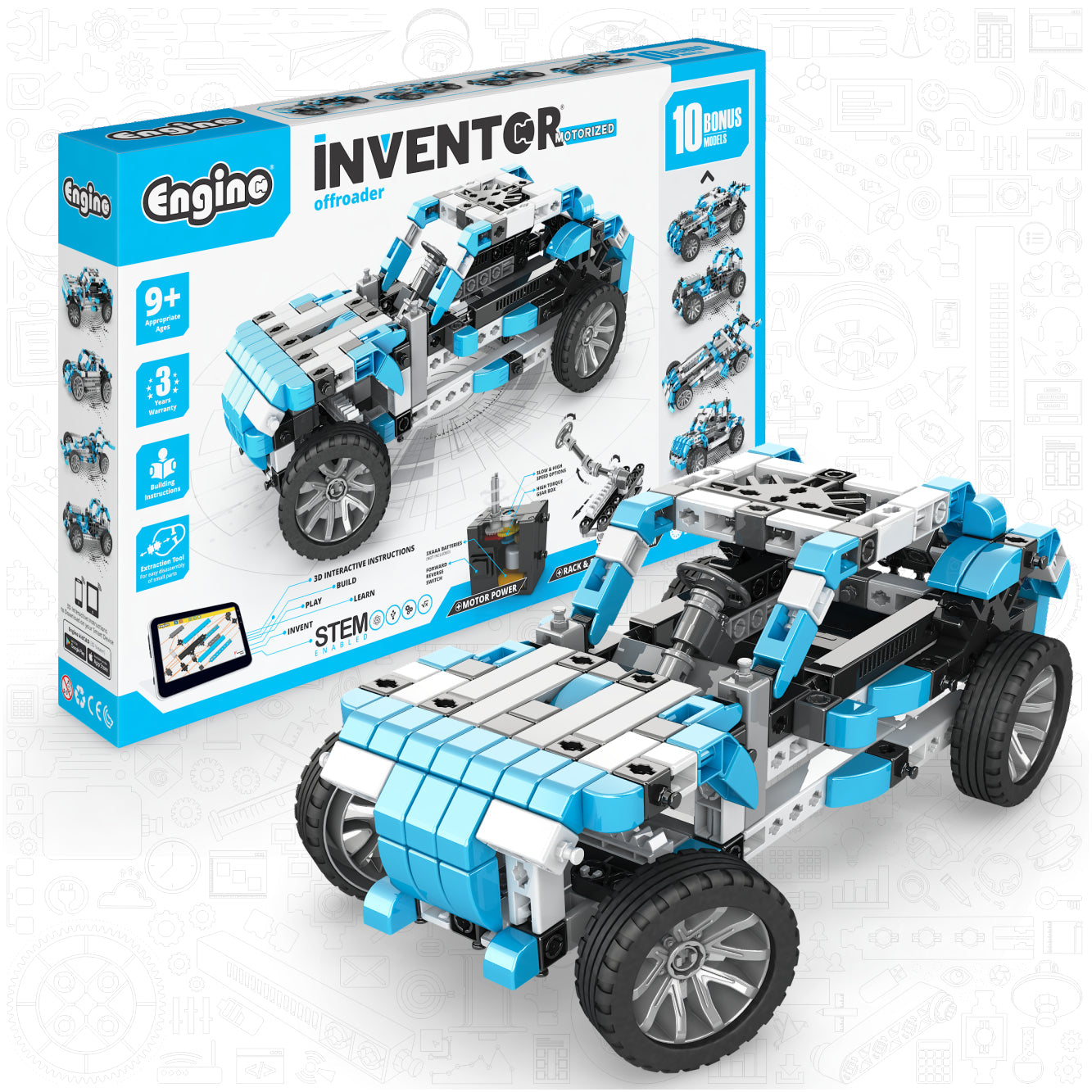 Engino Inventor: Offroader Motorized Set – Building STEM Toys for Kids Ages 9+ (10 Models to Build)