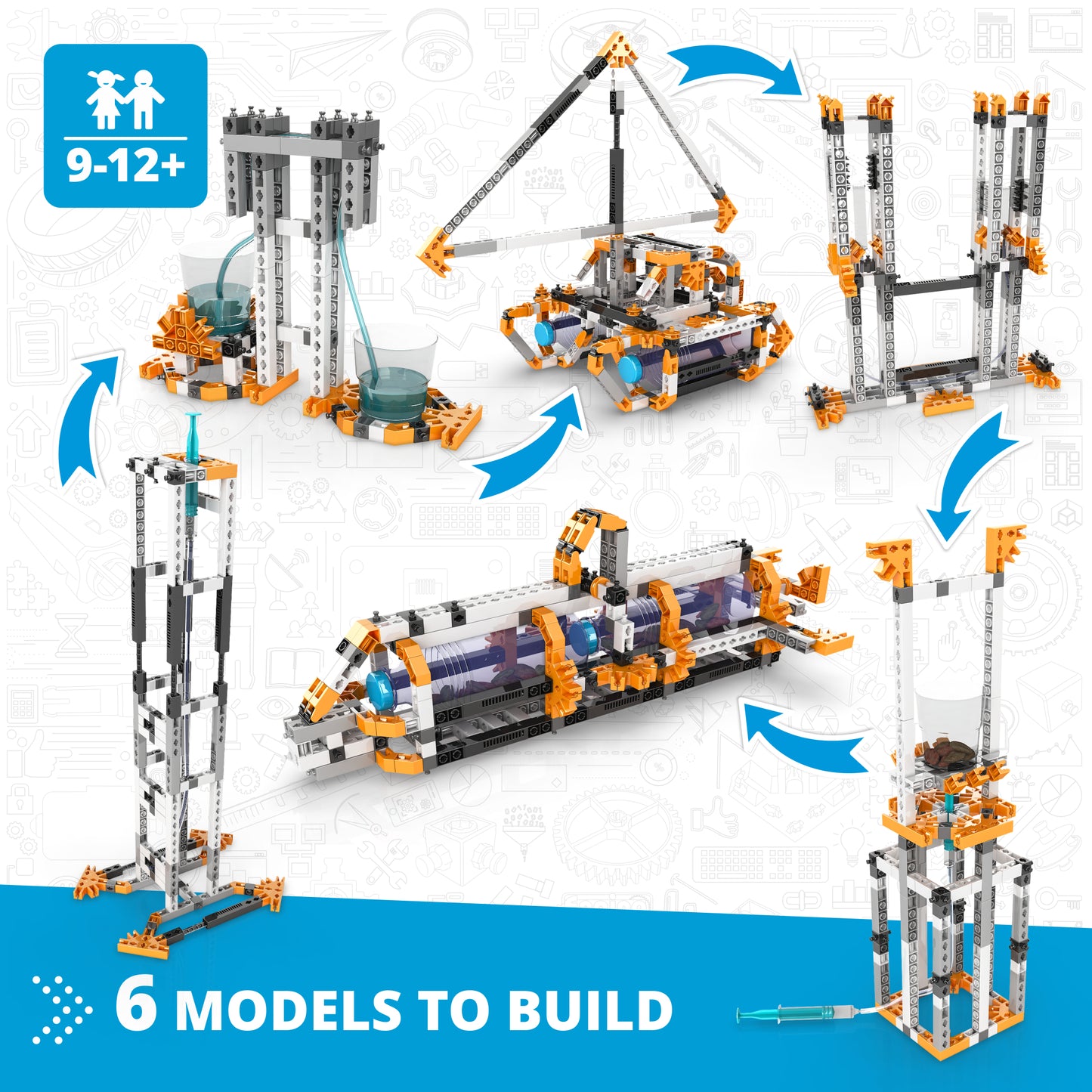 Engino Discovering STEM – Fluid Dynamics, Building Set for Kids Ages 9–12+ (6 Models to Build)