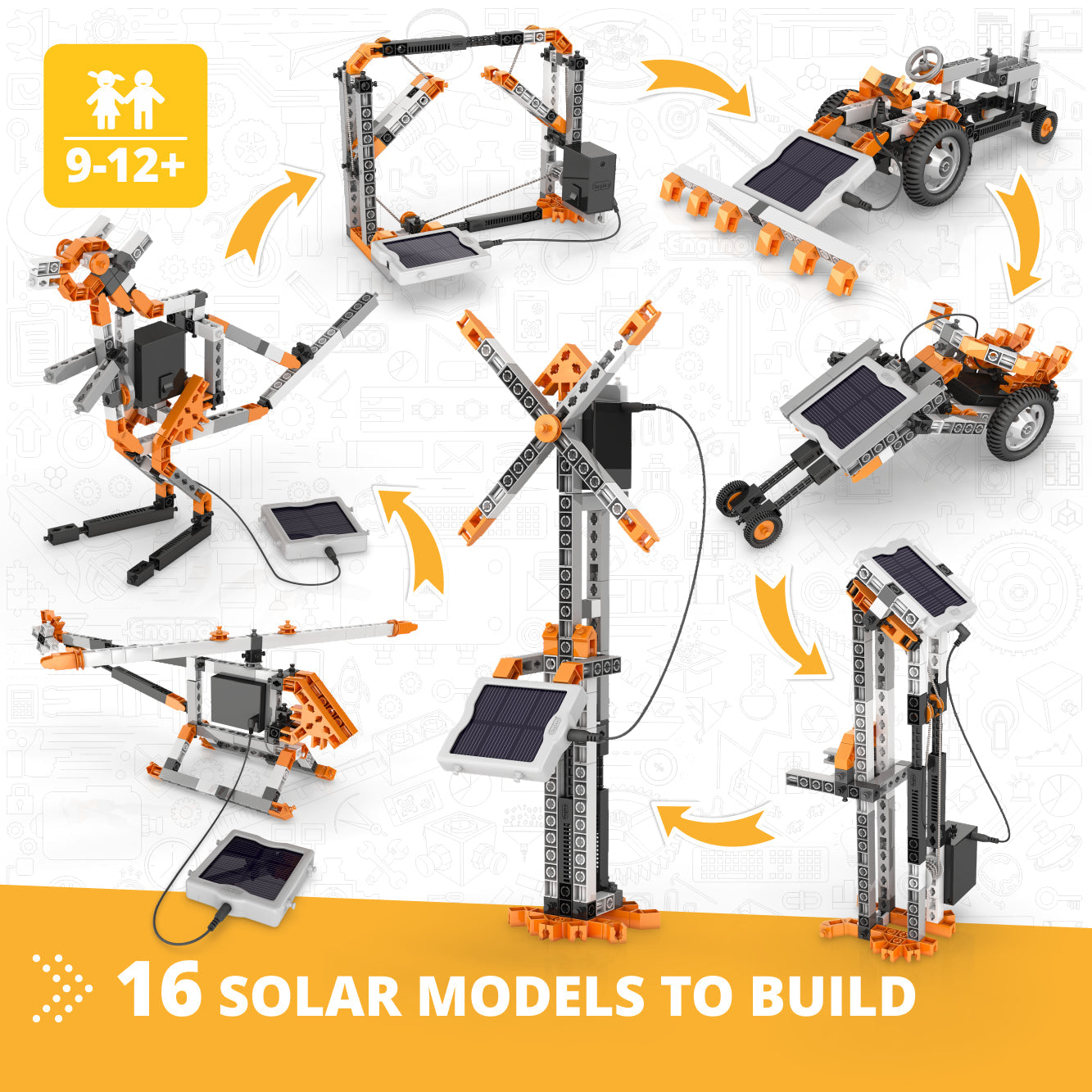 STEM Solar Power complete set (in carton box including engino parts Solar Panel + Motor)