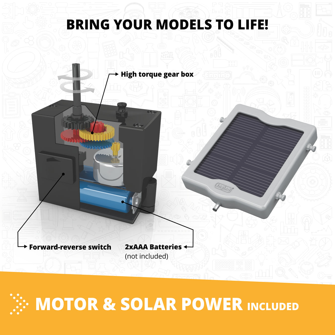 STEM Solar Power complete set (in carton box including engino parts Solar Panel + Motor)