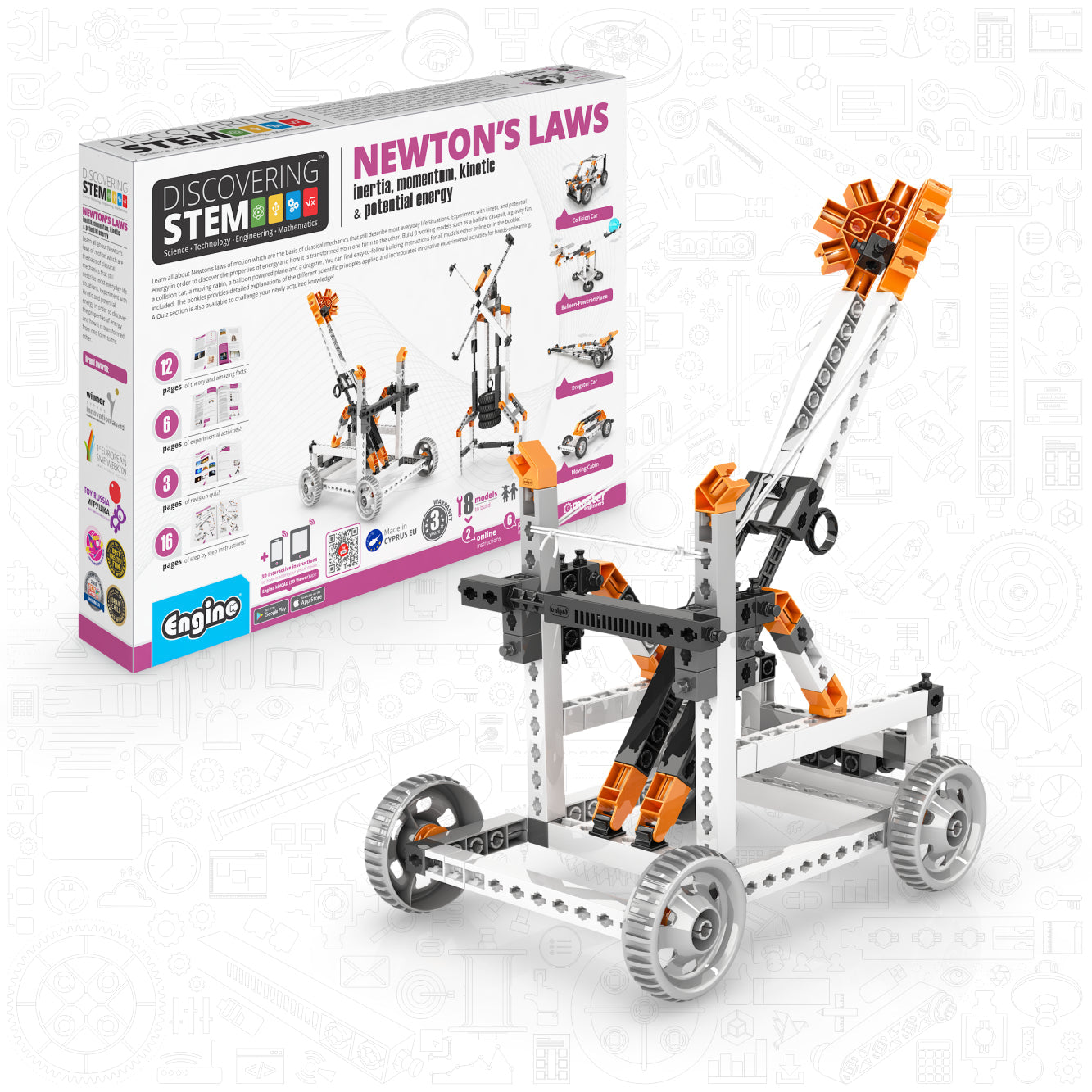 Engino Discovering STEM Newton’s Laws of Inertia, Kinetic & Potential Energy Set – Building Toys for Kids Ages 9+ (8 Models to Build)