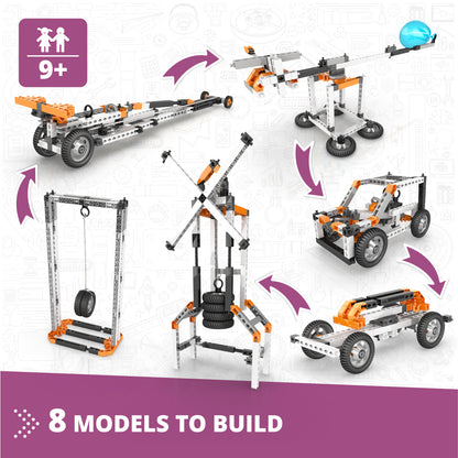 Engino Discovering STEM Newton’s Laws of Inertia, Kinetic & Potential Energy Set – Building Toys for Kids Ages 9+ (8 Models to Build)
