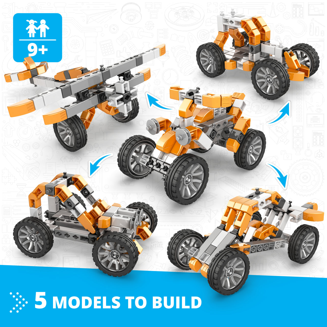 Engino Inventor Mechanics- Quad Bike: Mechanical Engineering Toys for Kids Ages 9+ (5 Models to Build)