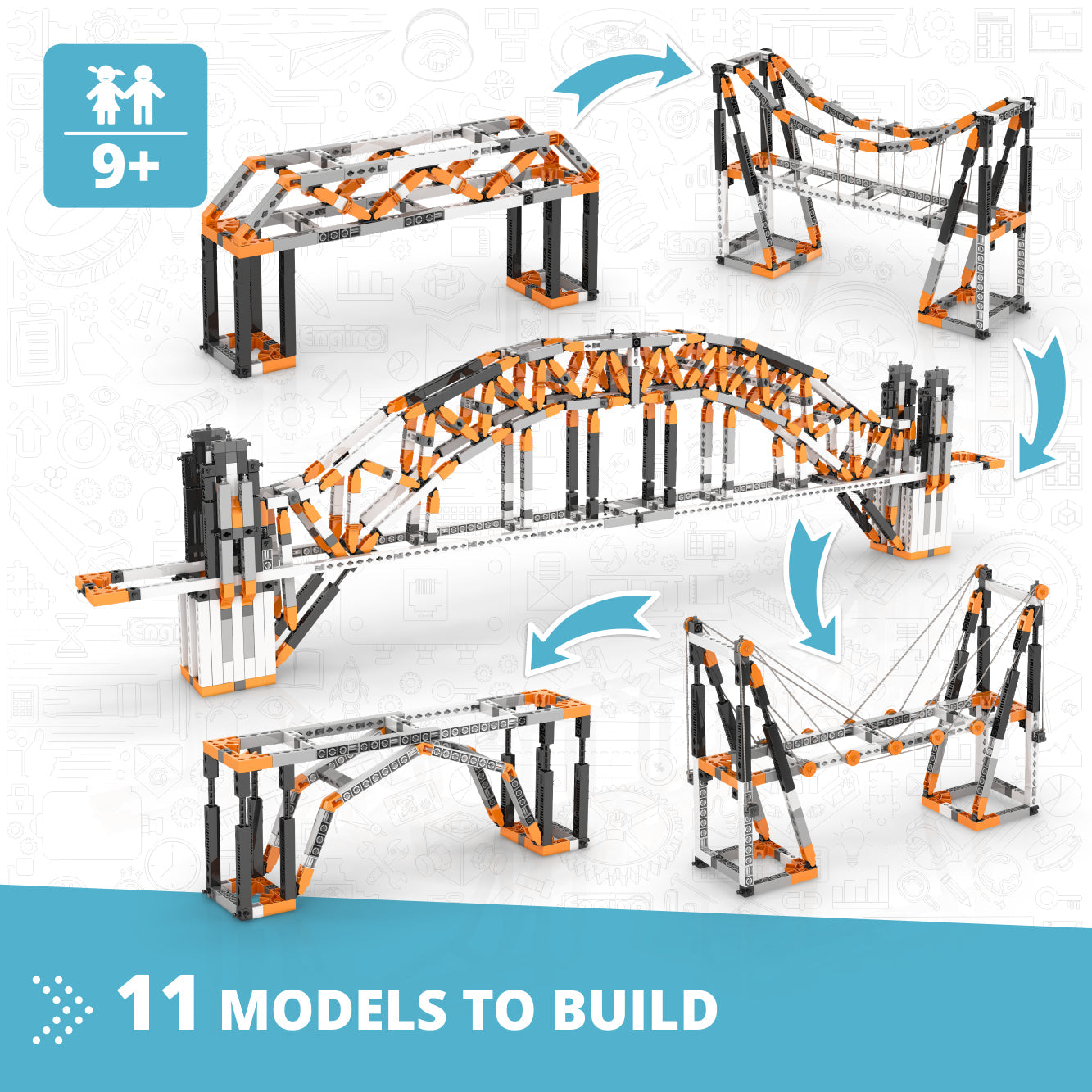 Engino Discovering STEM Architecture Set – Build the Eiffel Tower & Sydney Bridge: Engineering Toys for Kids  Ages 9+ (11 Models to Build)