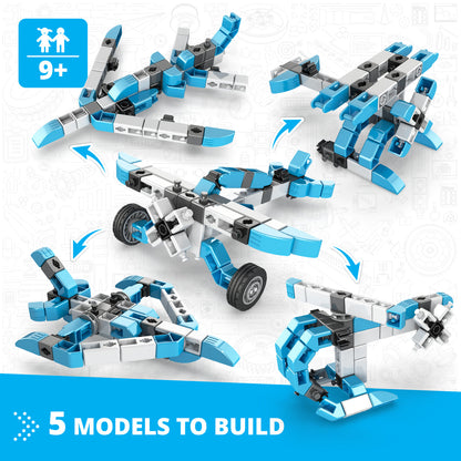 Engino Inventor Mechanics- Acrobatic Plane: Educational Engineering Toys for Kids Ages 9+ (5 Models to Build)