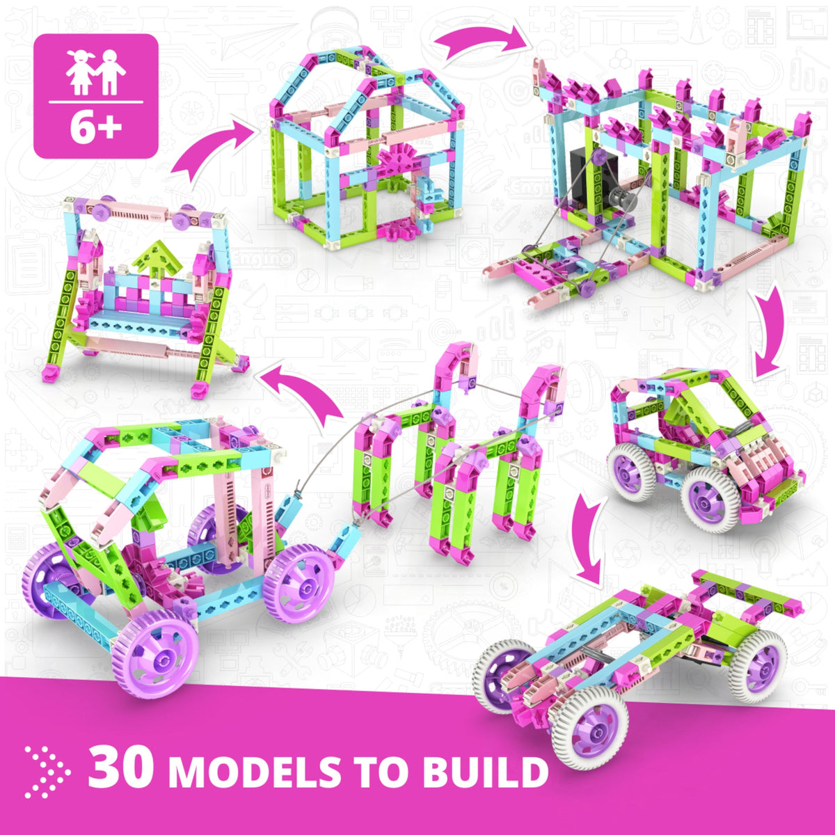 Engino Creative Builder: 30 Motorized Models Designer Set- STEM Buildi