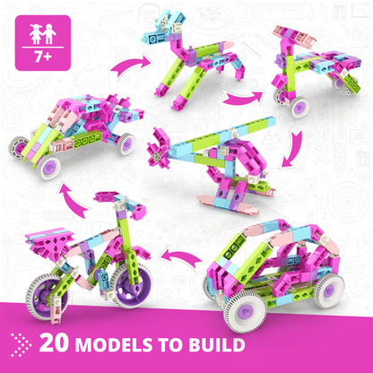 Engino Creative Engineering Maker Girl Set – Engineering Toys for Girls Ages 7+ (20 Models to Build)