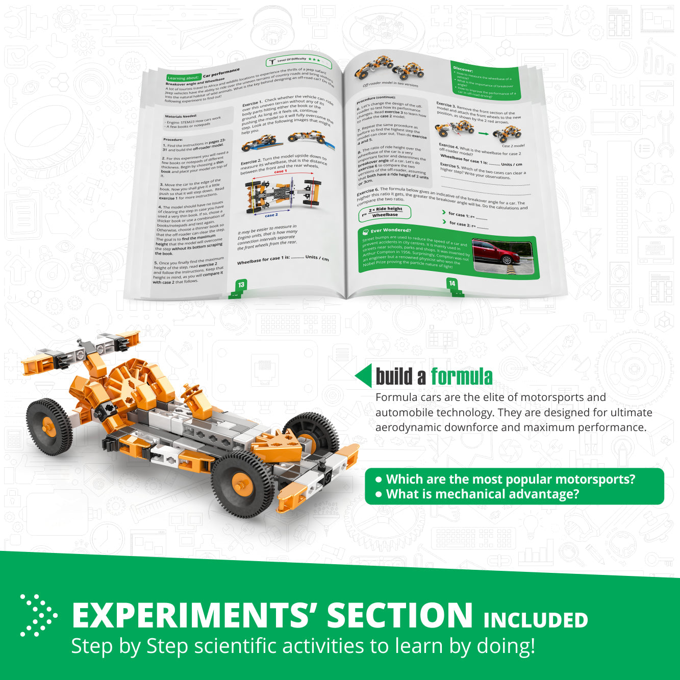 Engino Discovering STEM Technology of Machines: How Cars Work, Building Toys for Kids Ages 9+ (10 Models to Build)