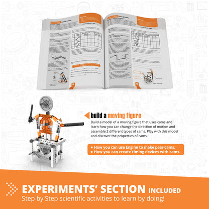 Engino Discovering STEM Mechanics Set – Cams & Cranks Toys for Kids Ages 9+ (8 Models to Build)