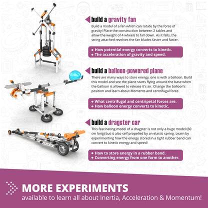 Engino Discovering STEM Newton’s Laws of Inertia, Kinetic & Potential Energy Set – Building Toys for Kids Ages 9+ (8 Models to Build)