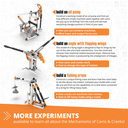 Engino Discovering STEM Mechanics Set – Cams & Cranks Toys for Kids Ages 9+ (8 Models to Build)