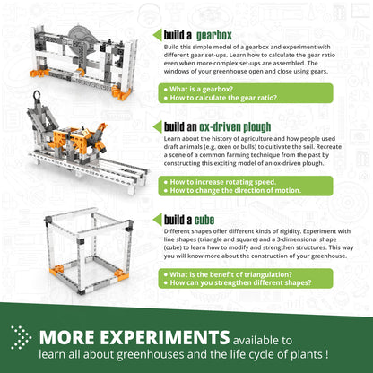Engino Discovering STEM Botanic Laboratory: Fully Functional Greenhouse, STEM Toys for Kids Ages 9+ (4 Models to Build)