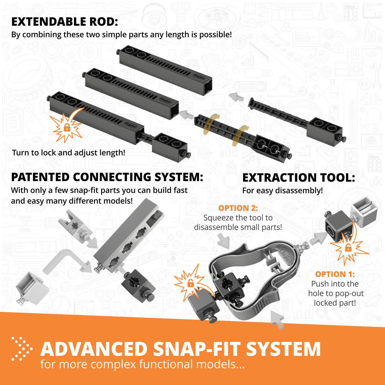 Engino Discovering STEM Mechanics Set – Cams & Cranks Toys for Kids Ages 9+ (8 Models to Build)