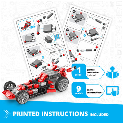 Engino Inventor Race Car Motorized Set – Engineering STEM Toys for Kids Ages 9+ (10 Models to Build)
