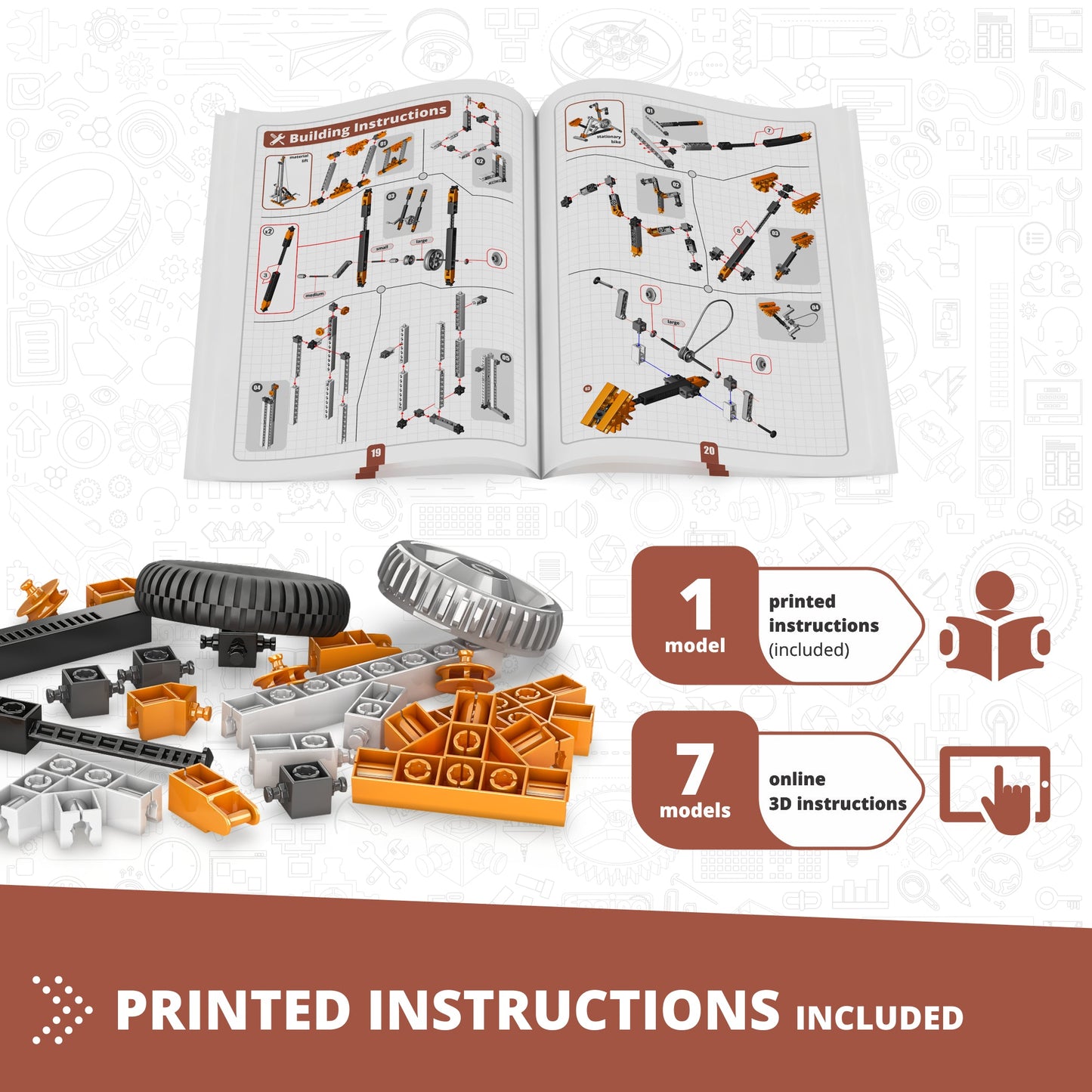 Engino Discovering STEM Mechanics Pulley Drives Set – Construction Toys for Kids  Ages 9+ (8 Models to Build)