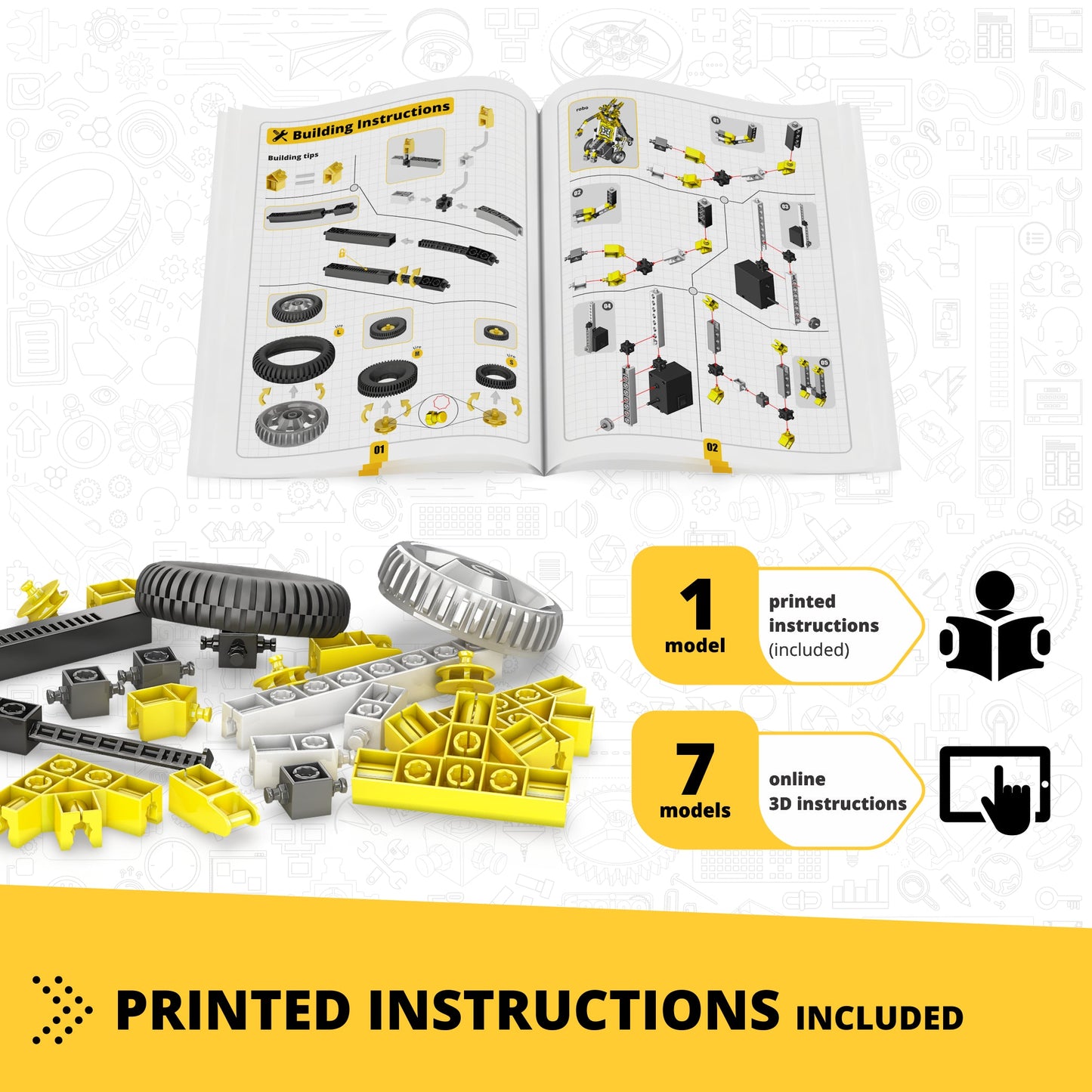 Engino Discovering STEM Robotics Set – Mini ERP 2.0 Build & Program Robots with Coding for Kids Ages 9+ (8 Models to Build)