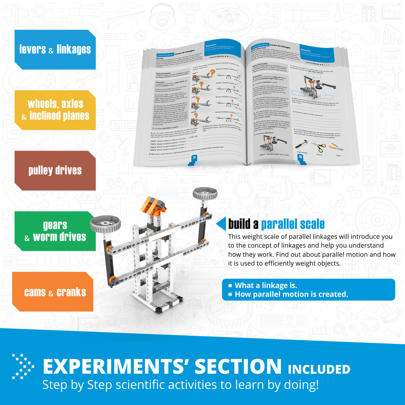 Engino Simple Machines Set, Building Kit for Young Inventors, STEM Projects for Kids Ages 9+